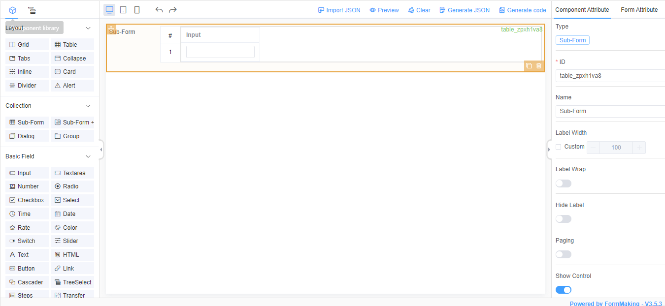 Collection Field | Visual Low-Code Form designer