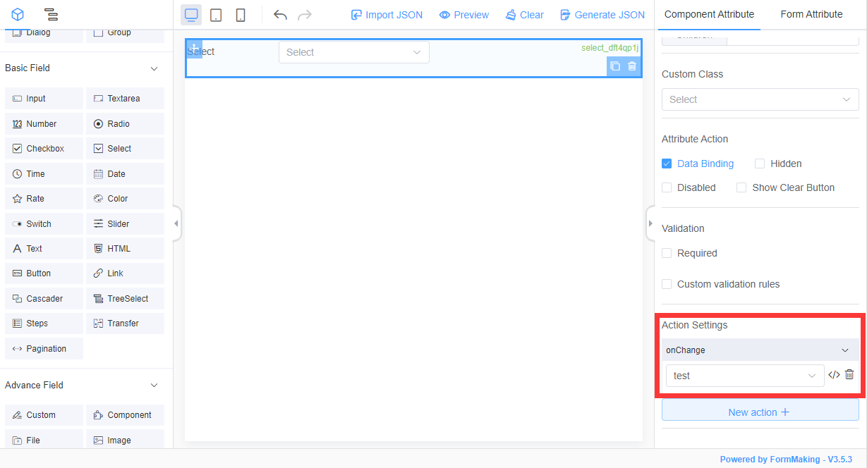 JS Action Panel | Visual Low-Code Form designer